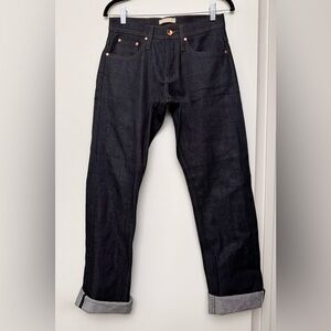 The Unbranded Brand 11oz Indigo Selvaged Denim Button Fly Straight Jeans Size 29